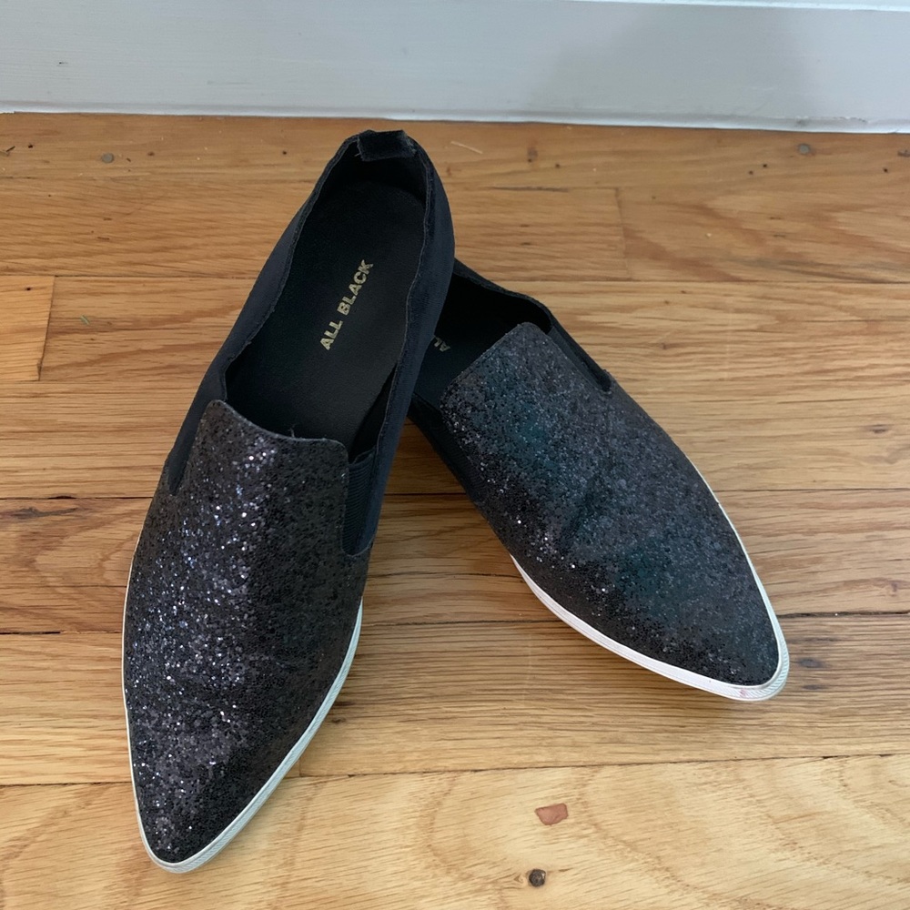 All black glitter sneakers
